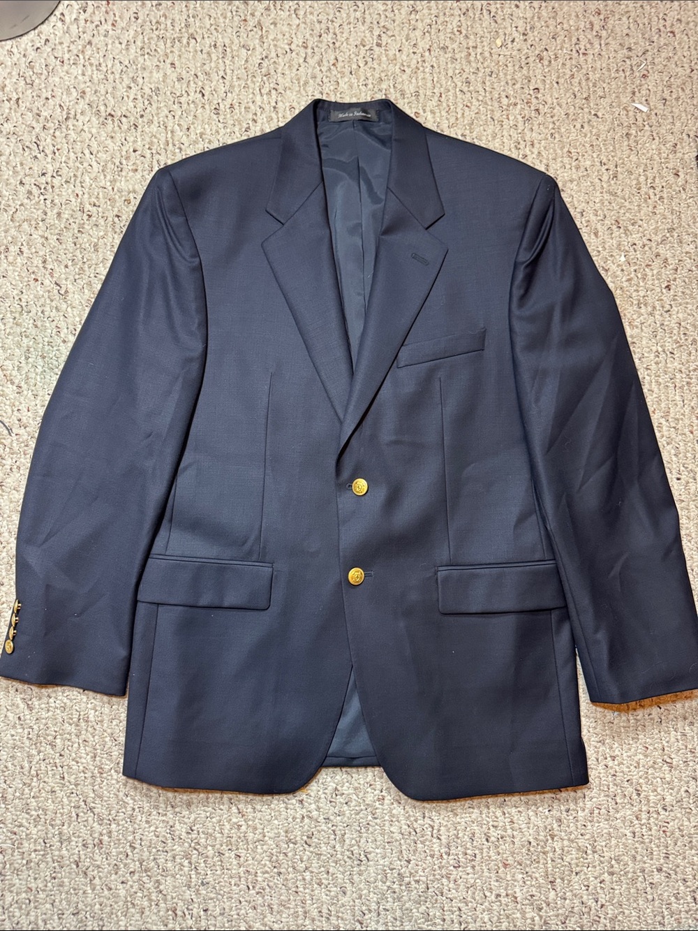 Men's Classic Ralph Lauren Wool Navy Blue Blazer with Gold Buttons 39R